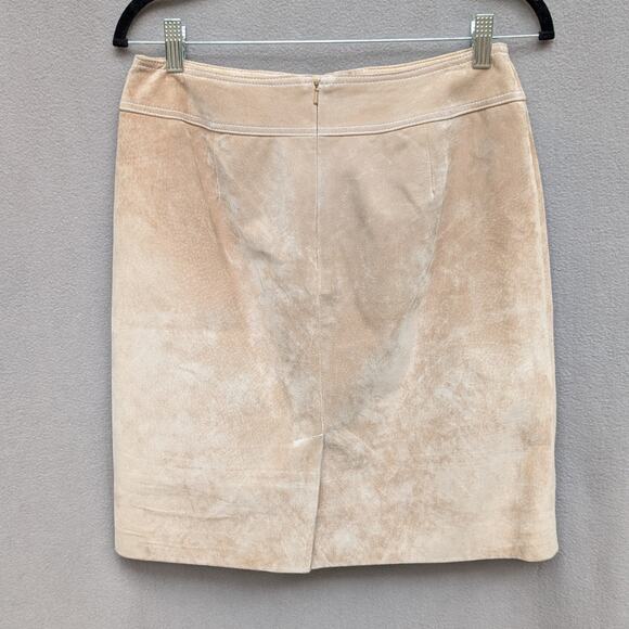 Doncaster Tan Suede Leather Tie Waist Straight Pencil Short Skirt, size 6 - Picture 2 of 9